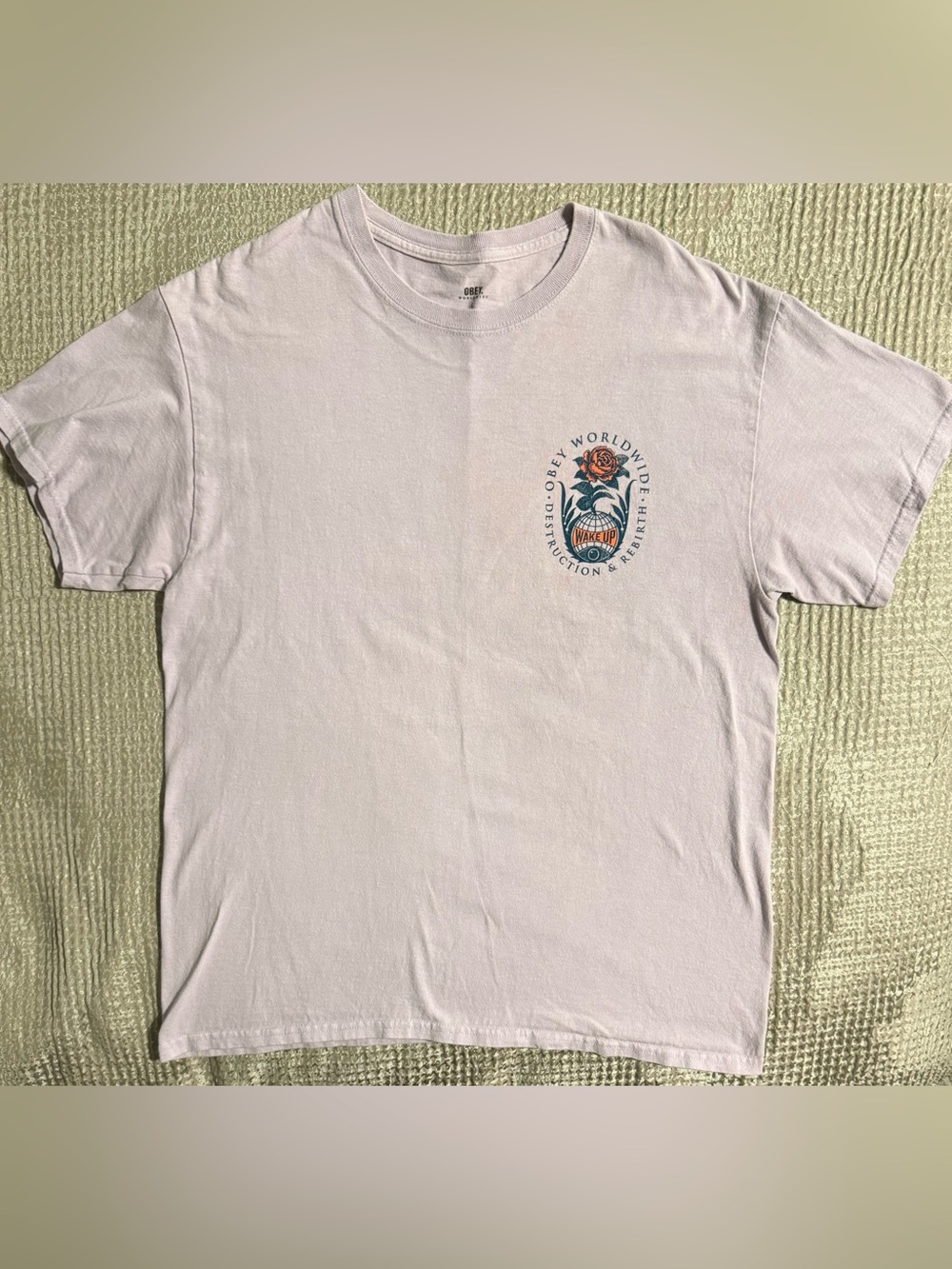 OBEY Worldwide Wake Up Rose Globe Graphic T-Shirt Men’s Large